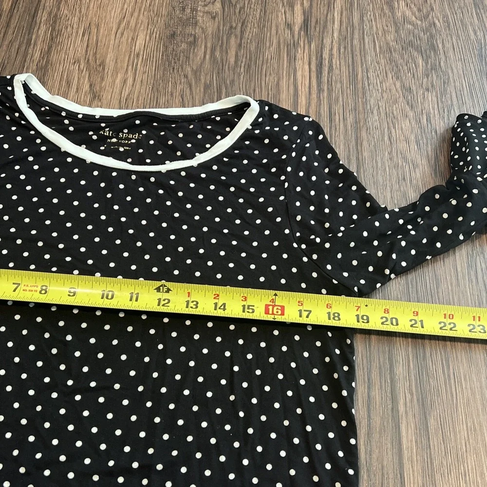 Kate Spade New York  polka Dot Black & White 1/2 Ruffle Sleeve Top Blouse S-CH